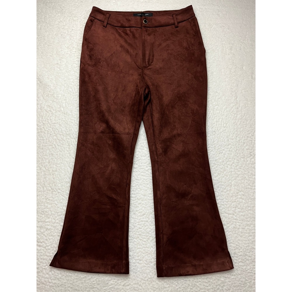 Marc New York Pants Womens 8 Brown Faux Suede Flare Leg High Rise Stretch‎ 3804 - Picture 2 of 8